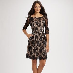Milly Women's Celia Dress Black Lace Sheath Nude